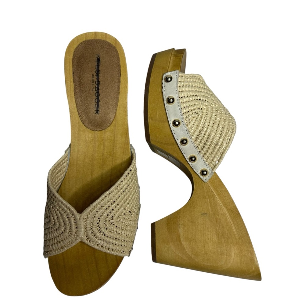 NEW Kelsi Dagger Brooklyn Dreamer Studded Wooden Sandals 6.5 - Picture 10 of 13